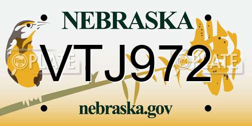 VTJ972 Nebraska License Plate
