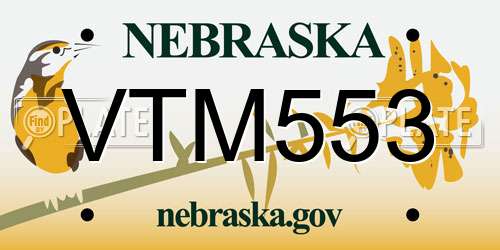 VTM553 Nebraska License Plate