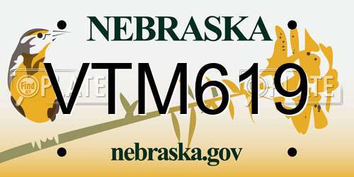 VTM619 Nebraska License Plate
