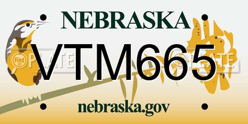 VTM665 Nebraska License Plate
