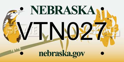 VTN027 Nebraska License Plate