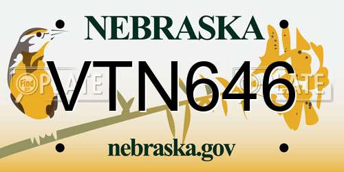 VTN646 Nebraska License Plate