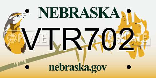 VTR702 Nebraska License Plate