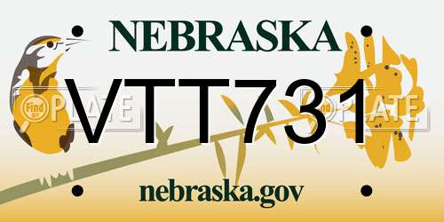 VTT731 Nebraska License Plate
