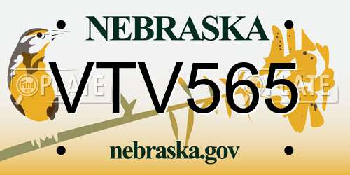 VTV565 Nebraska License Plate