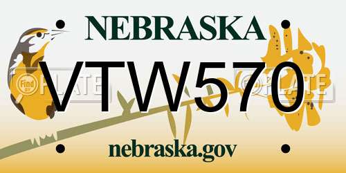 VTW570 Nebraska License Plate