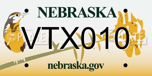 VTX010 Nebraska License Plate