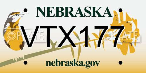 VTX177 Nebraska License Plate