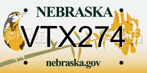 VTX274 Nebraska License Plate