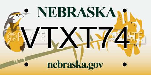 VTXT74 Nebraska License Plate