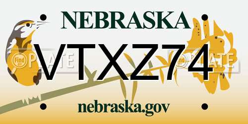 VTXZ74 Nebraska License Plate