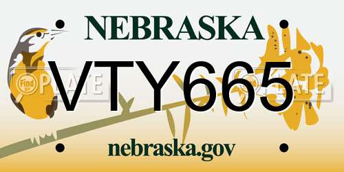 VTY665 Nebraska License Plate