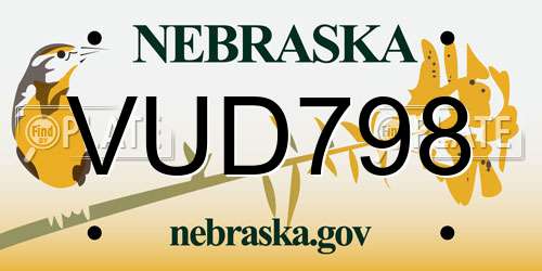 VUD798 Nebraska License Plate