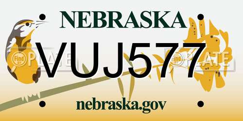 VUJ577 Nebraska License Plate