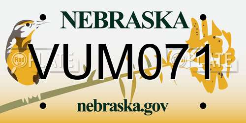 VUM071 Nebraska License Plate
