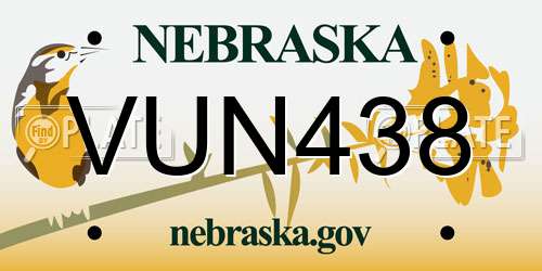 VUN438 Nebraska License Plate