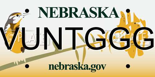 VUNTGGG Nebraska License Plate