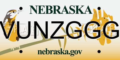 VUNZGGG Nebraska License Plate