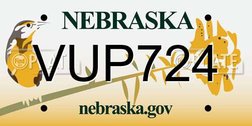 VUP724 Nebraska License Plate