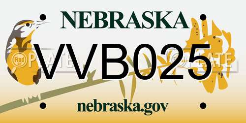 VVB025 Nebraska License Plate