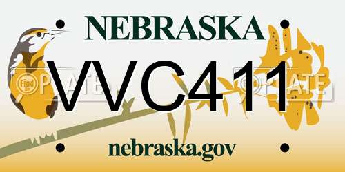 VVC411 Nebraska License Plate