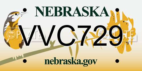 VVC729 Nebraska License Plate