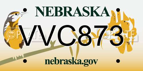VVC873 Nebraska License Plate