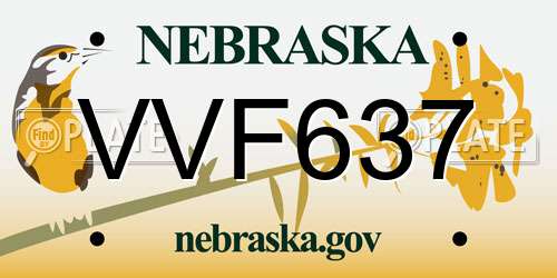 VVF637 Nebraska License Plate