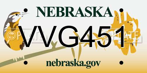 VVG451 Nebraska License Plate