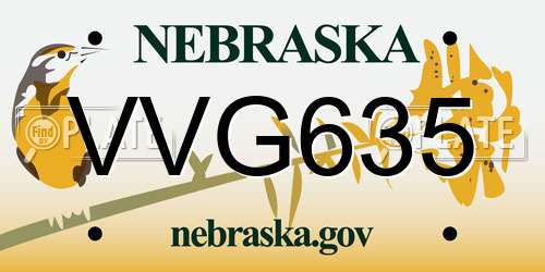VVG635 Nebraska License Plate