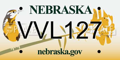 VVL127 Nebraska License Plate