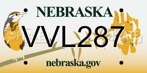 VVL287 Nebraska License Plate