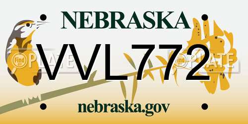 VVL772 Nebraska License Plate