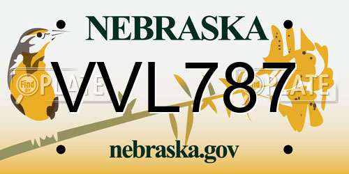 VVL787 Nebraska License Plate