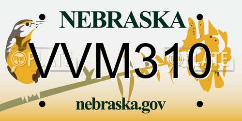 VVM310 Nebraska License Plate