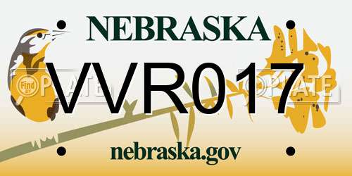 VVR017 Nebraska License Plate