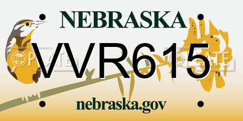 VVR615 Nebraska License Plate