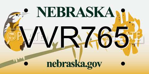VVR765 Nebraska License Plate