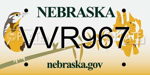 VVR967 Nebraska License Plate