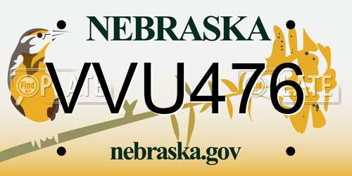 VVU476 Nebraska License Plate