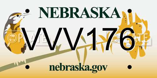 VVV176 Nebraska License Plate