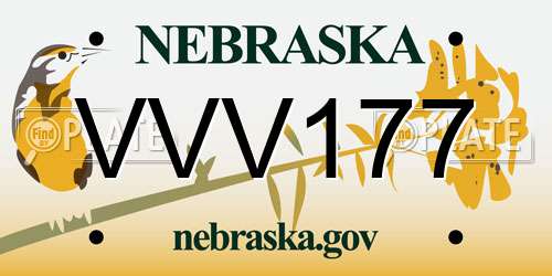 VVV177 Nebraska License Plate