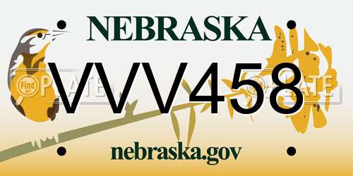 VVV458 Nebraska License Plate