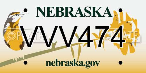 VVV474 Nebraska License Plate