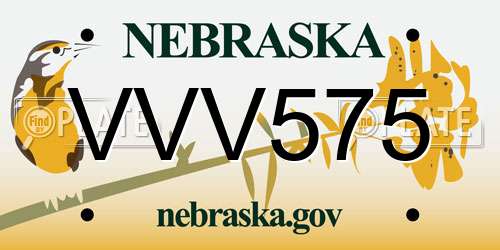 VVV575 Nebraska License Plate