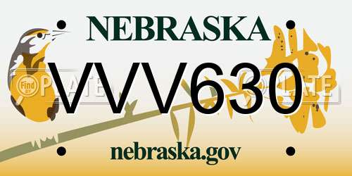 VVV630 Nebraska License Plate