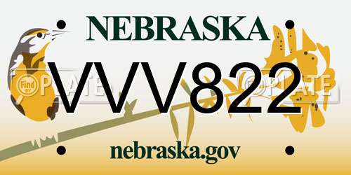 VVV822 Nebraska License Plate