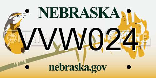 VVW024 Nebraska License Plate