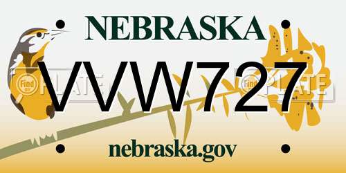 VVW727 Nebraska License Plate
