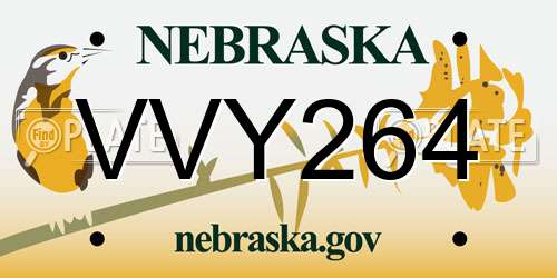 VVY264 Nebraska License Plate